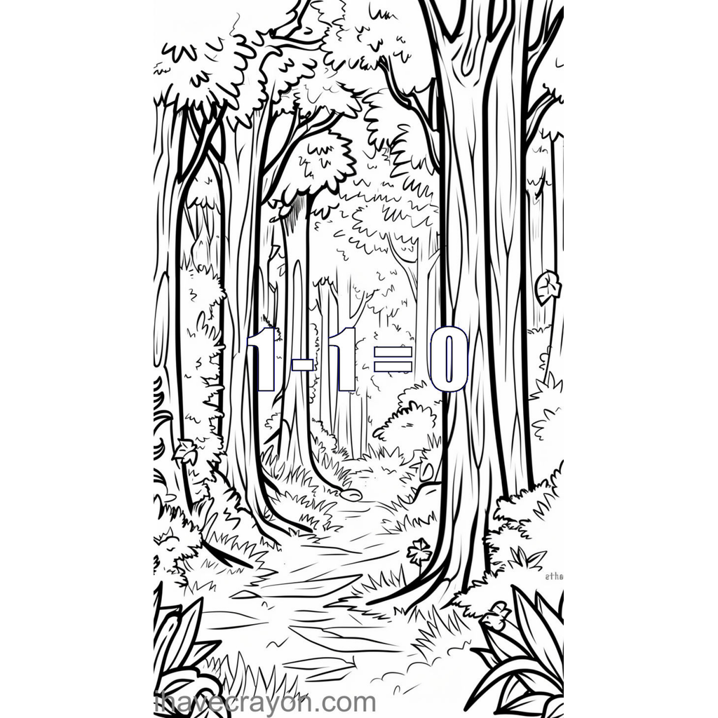 1 – 1 = 0 coloring page