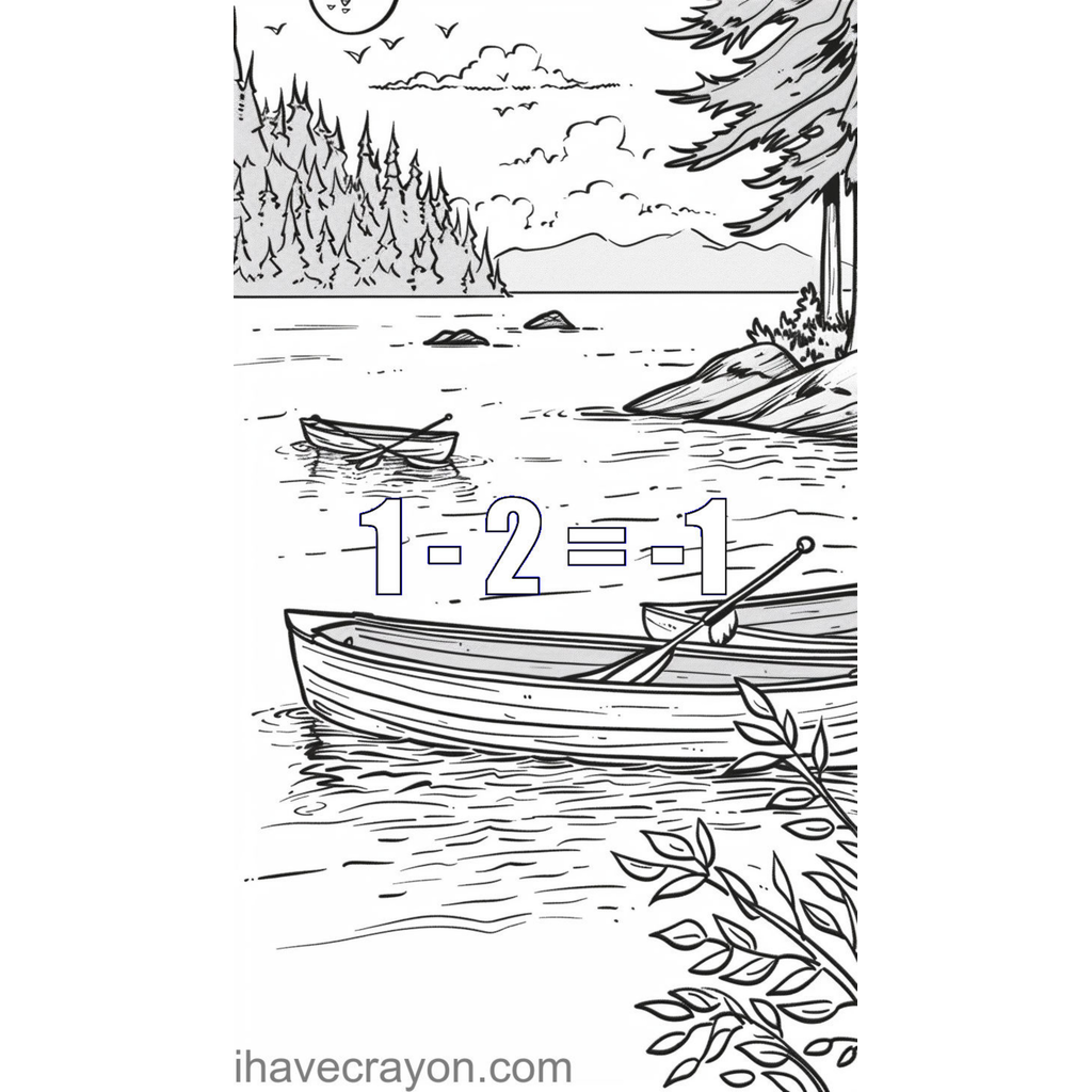 1 – 2 = -1 coloring page