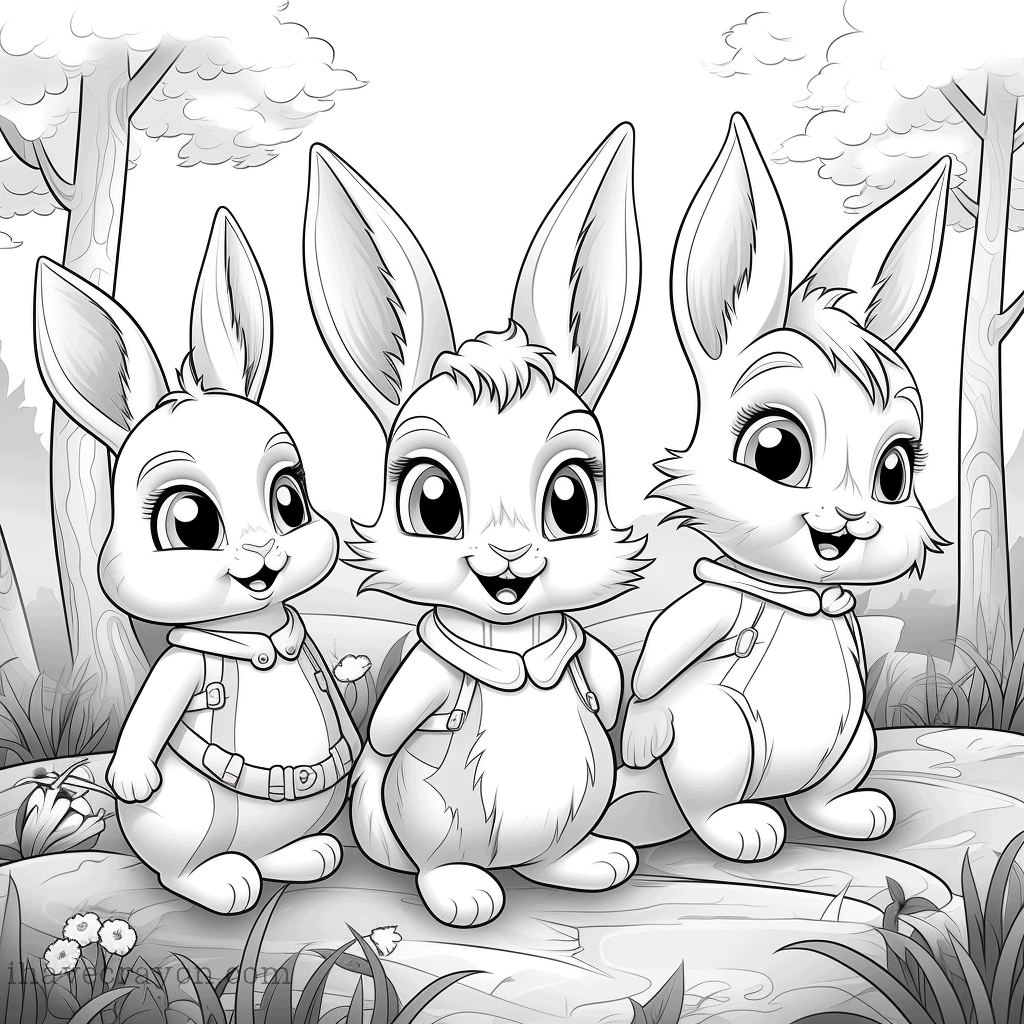IHC Free Bunnys Coloring Pages 002