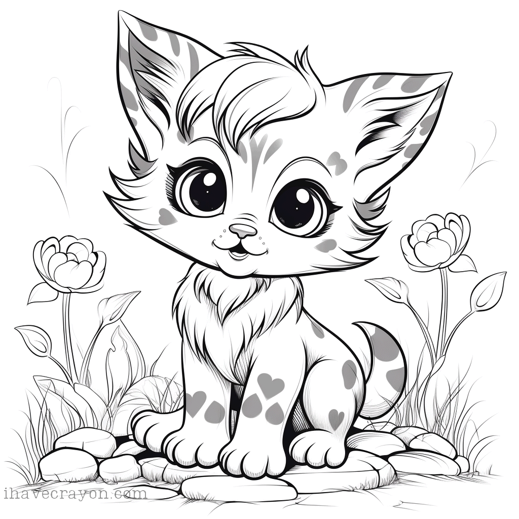 IHC Free Kitten Coloring Pages 0002