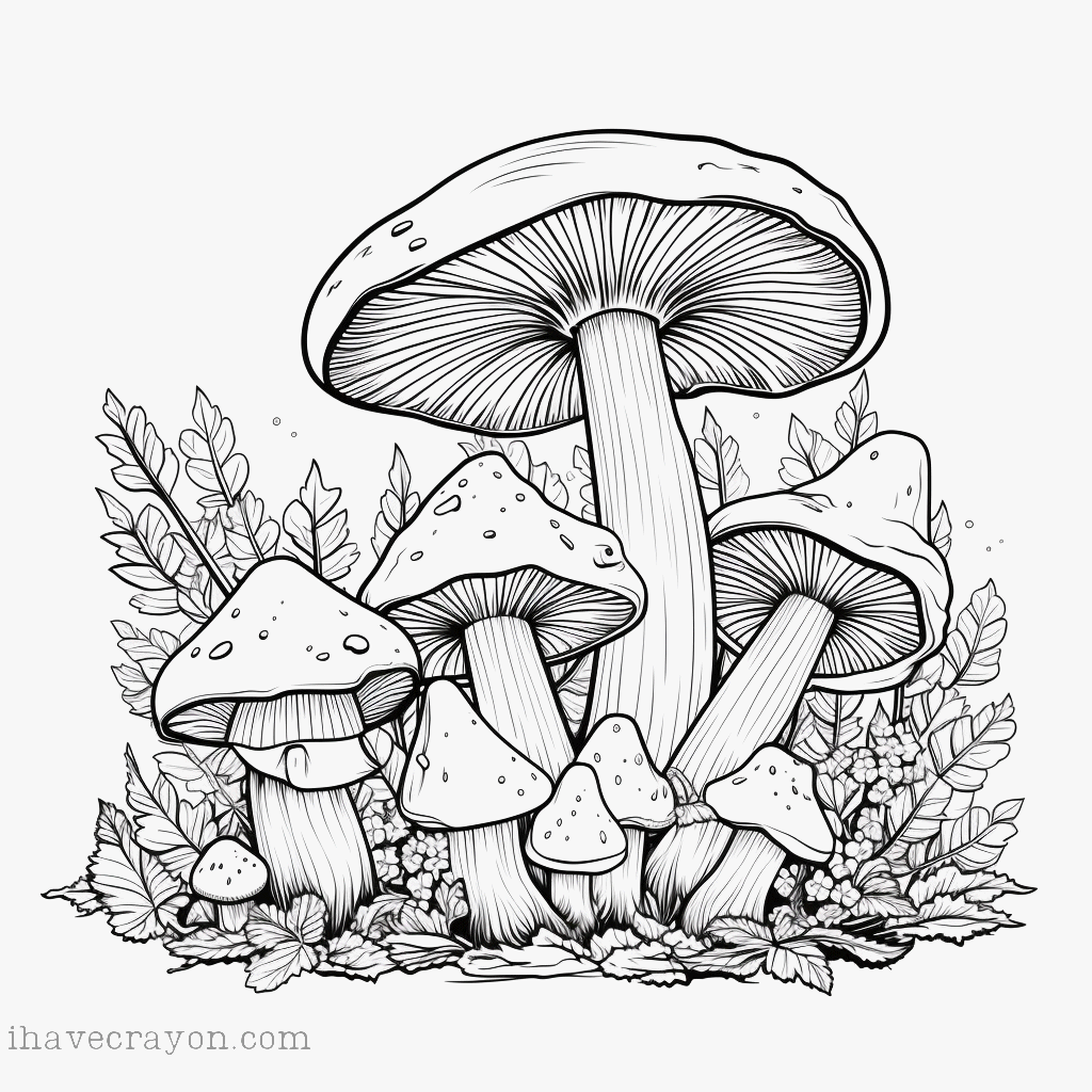 IHC Free Mushroom Coloring Pages 0001