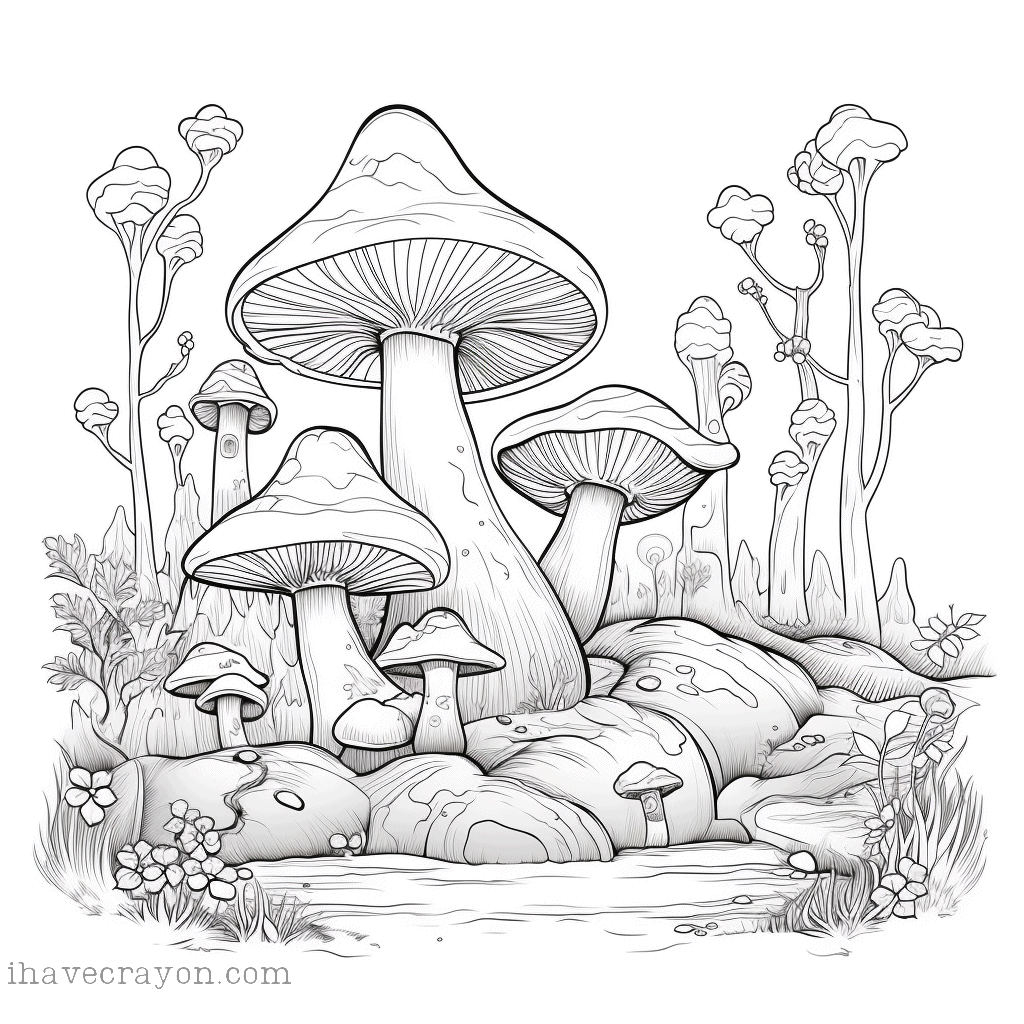 IHC Free Mushroom Coloring Pages 0010