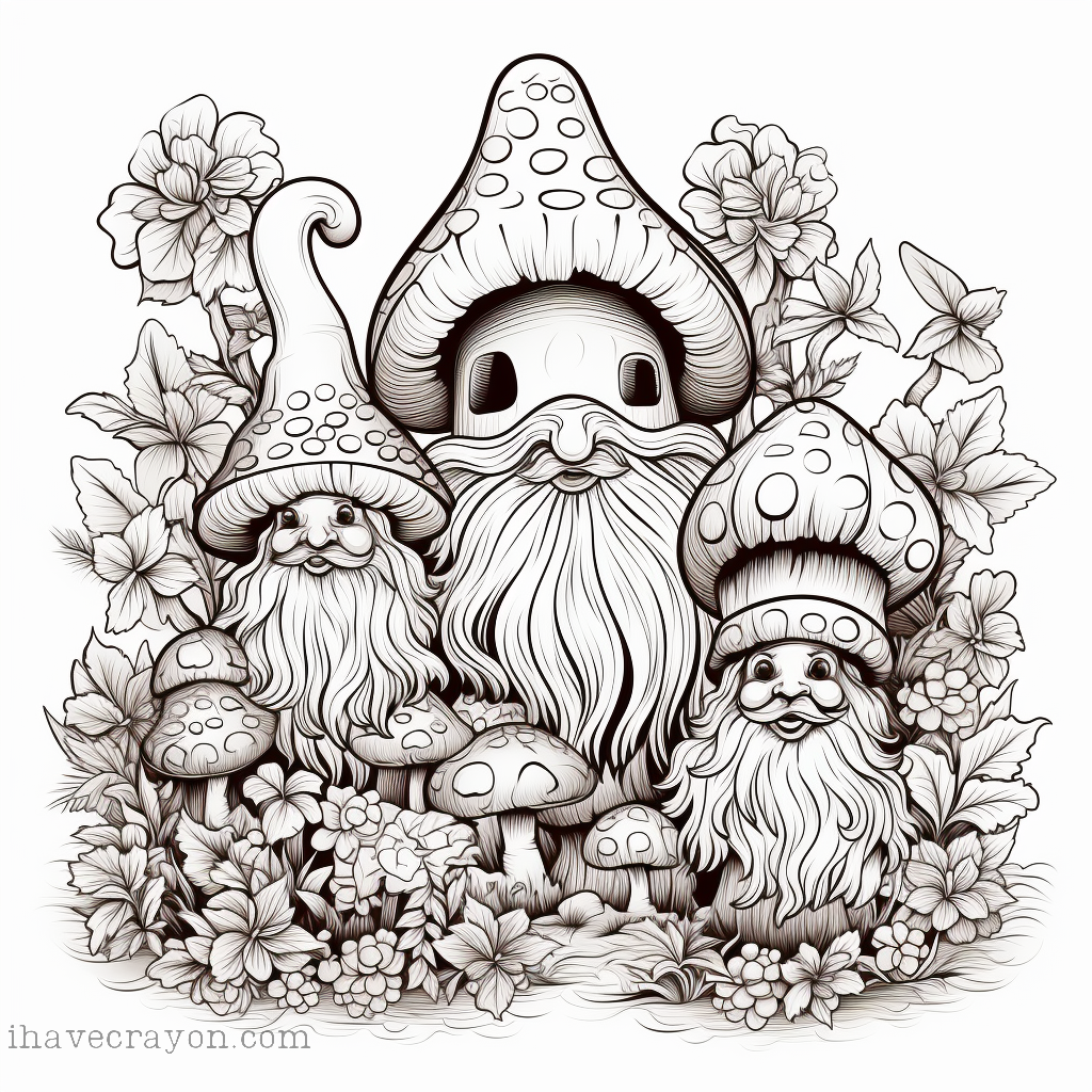 Free Mushroom and Gnomes Coloring Pages-004
