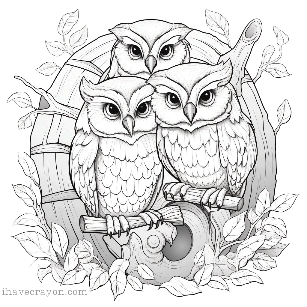 IHC Free Owls Coloring Pages 002