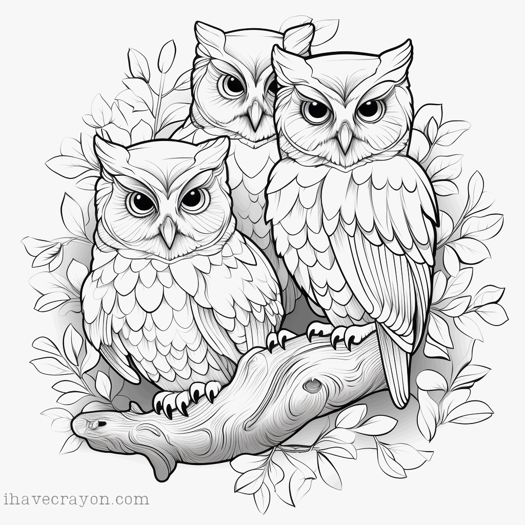 IHC Free Owls Coloring Pages 003