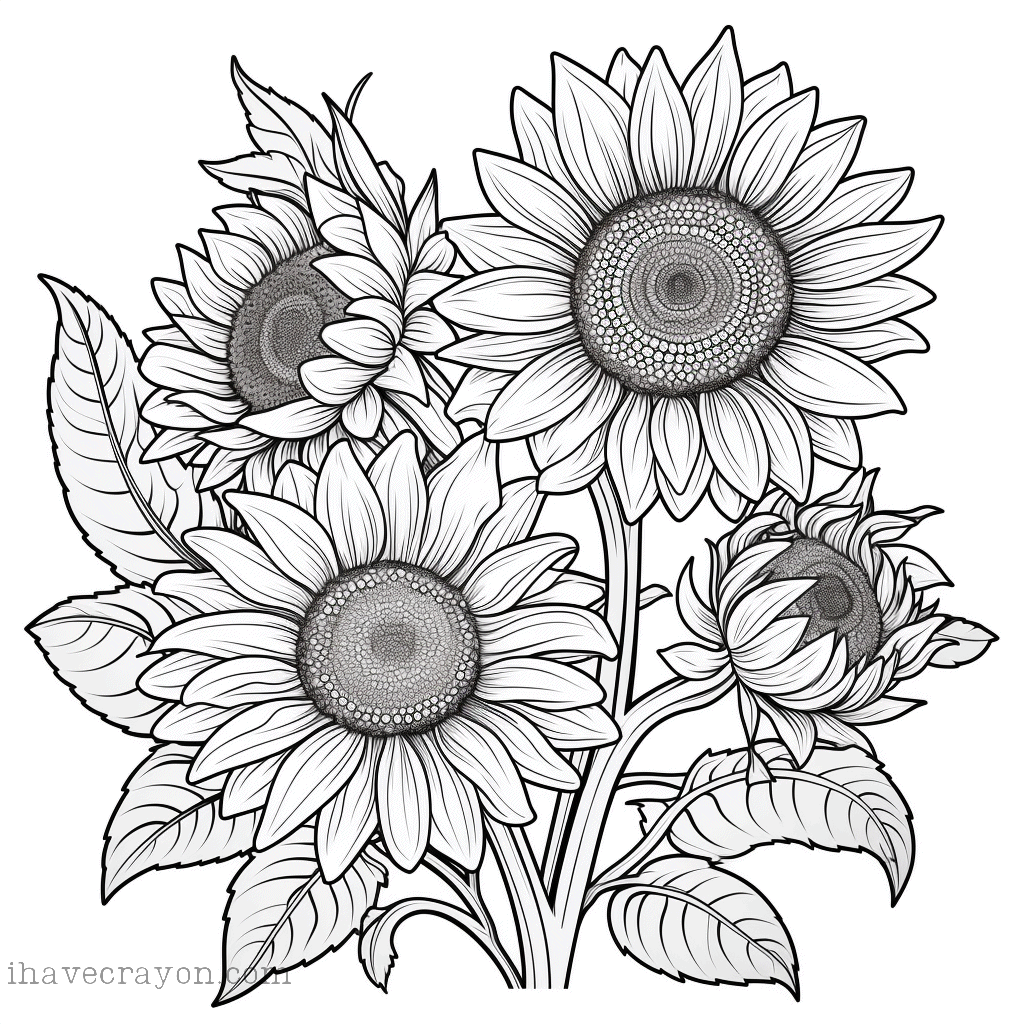 IHC Free Sunflowers Coloring Pages 004