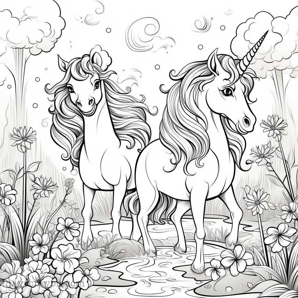 IHC Free Unicorn Coloring Pages 0004