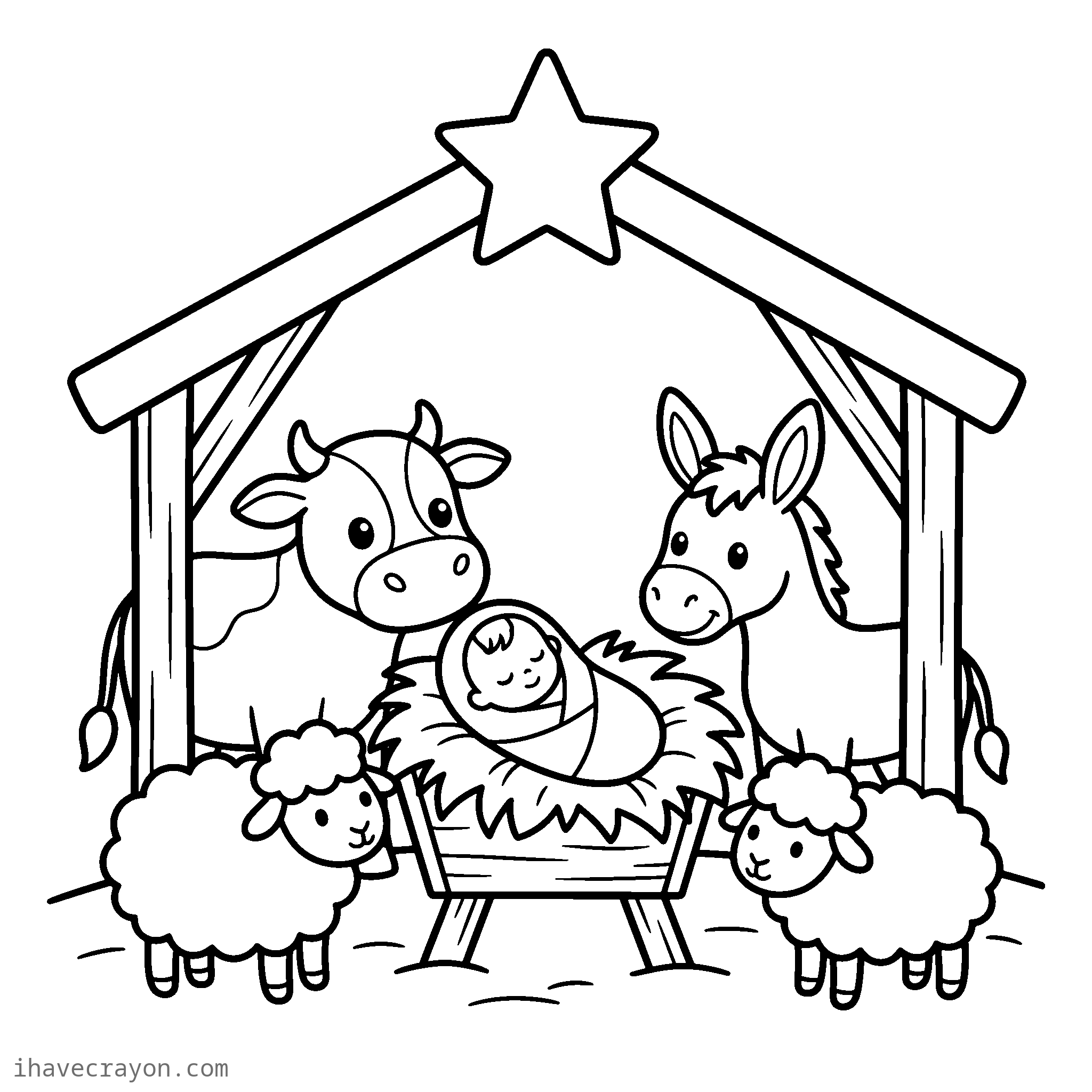 Baby Jesus in the Manger Coloring Pages, sheet 1