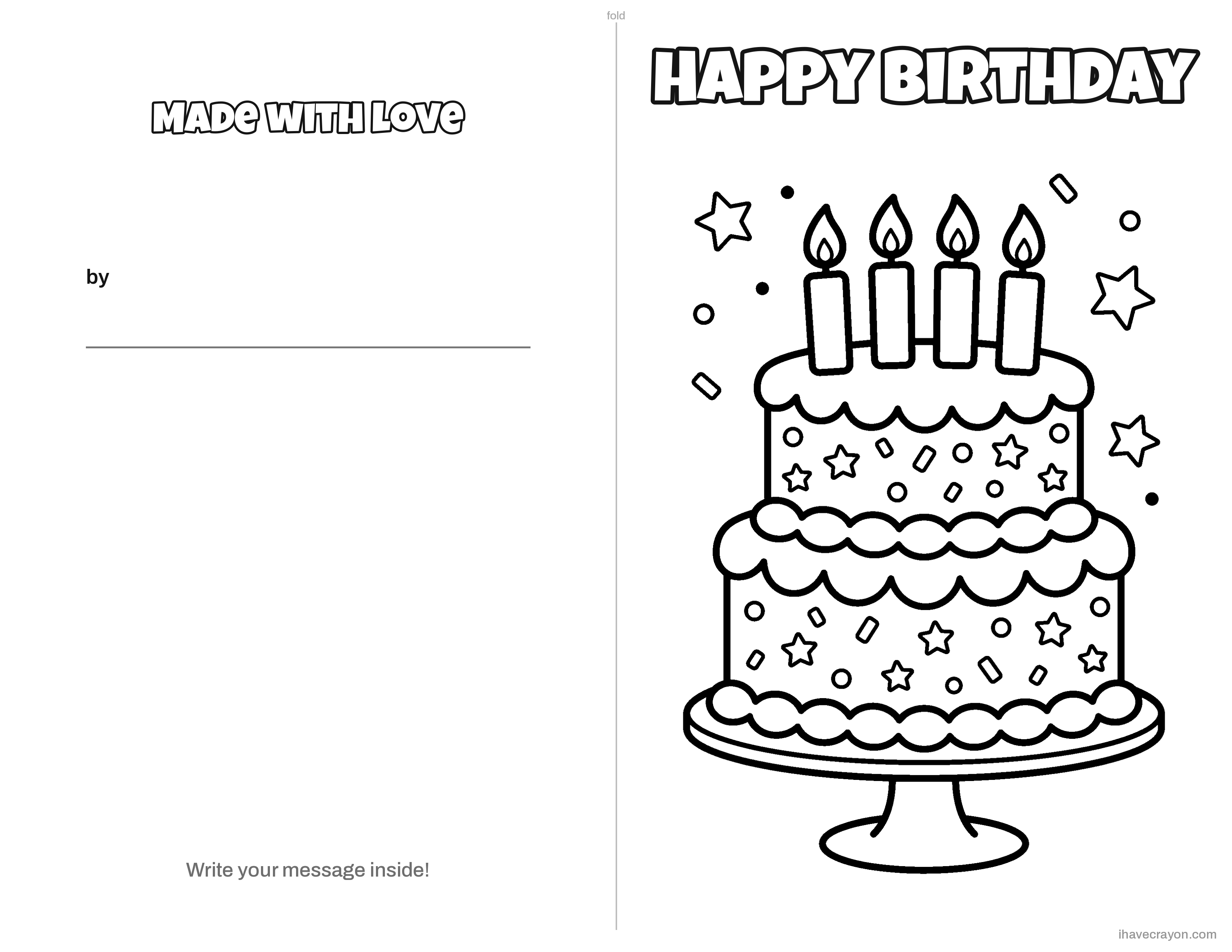 Birthday Cards to Color, sheet 1