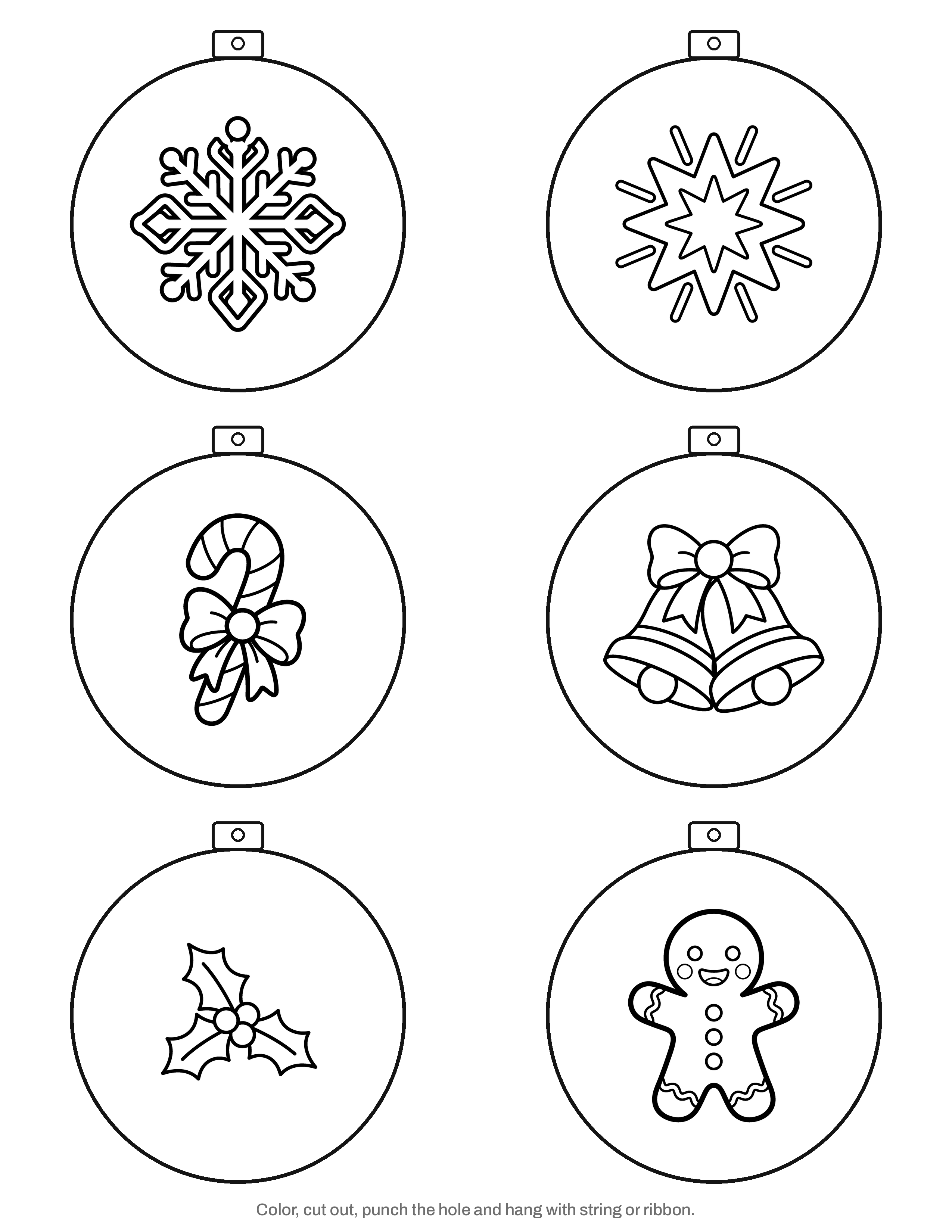 Christmas Ornaments to Color, sheet 1