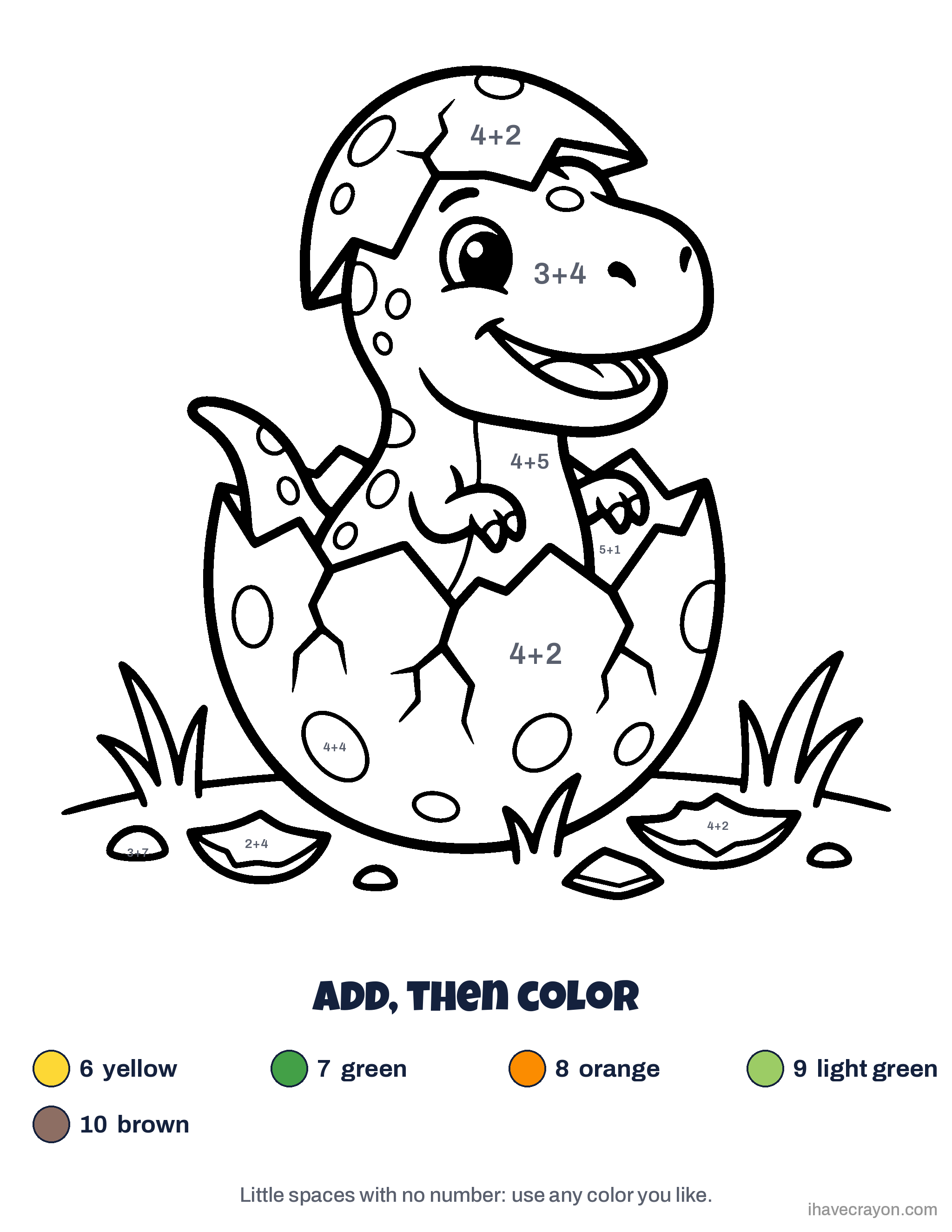 Color by Number Addition, sheet 1