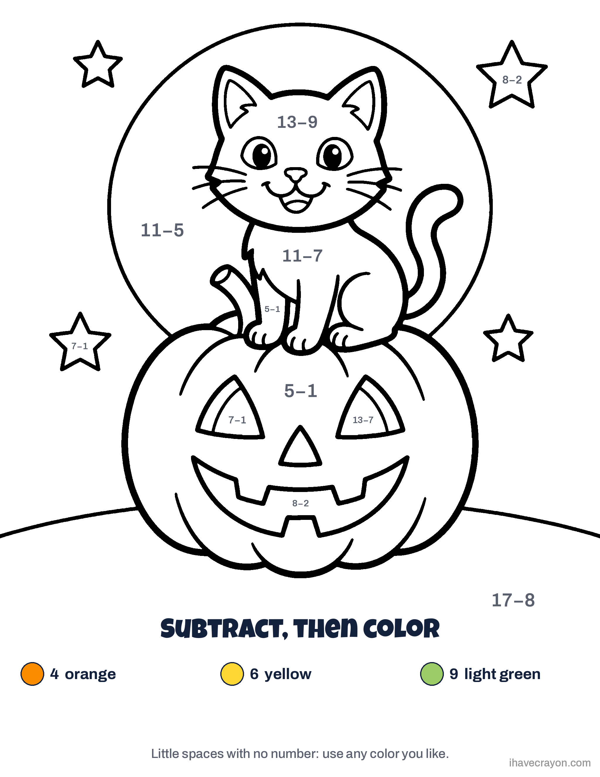 Color by Number Subtraction, sheet 1