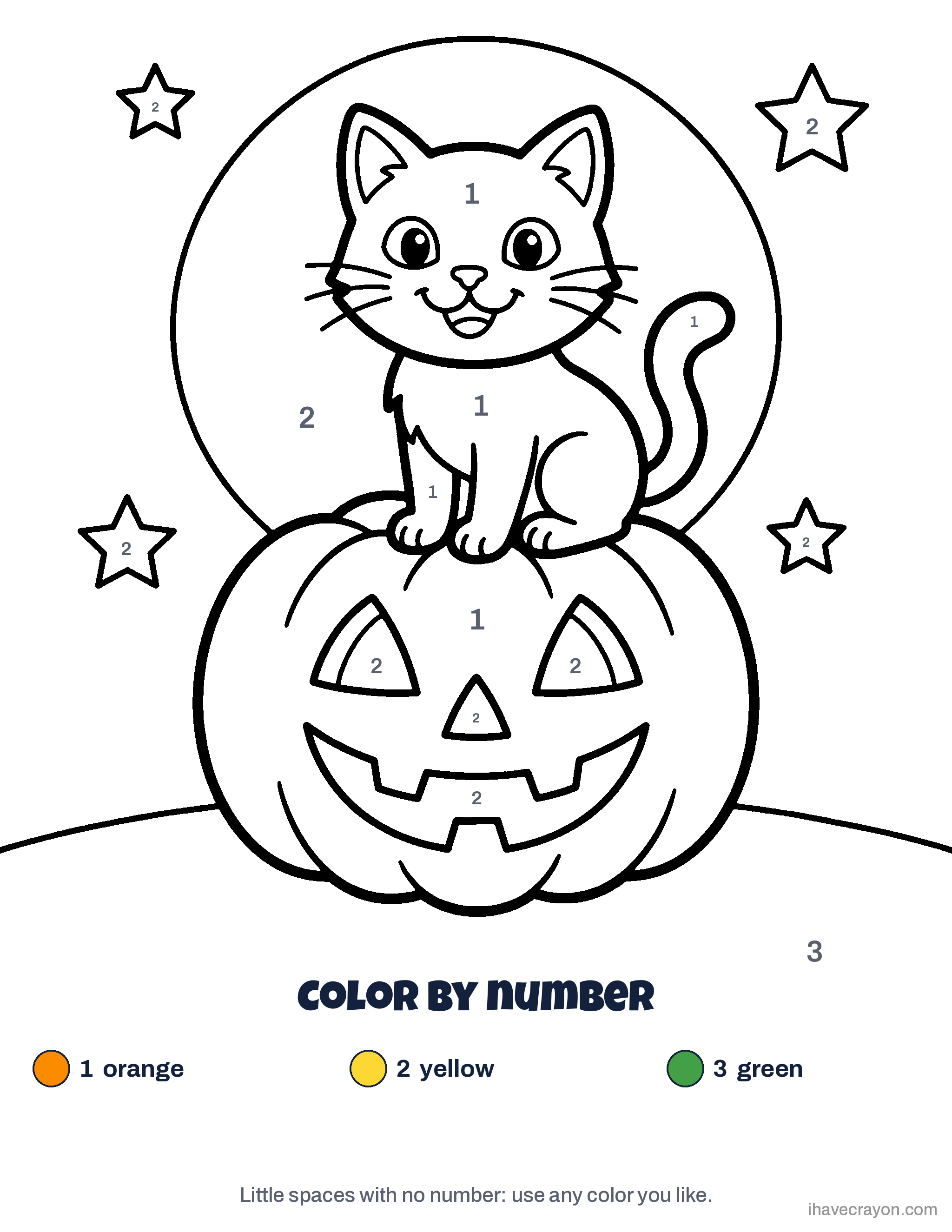 Halloween Color by Number, sheet 1