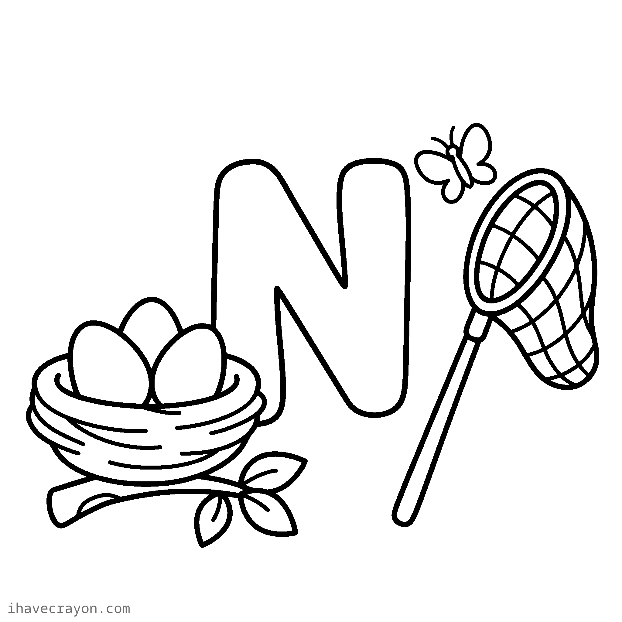 Letter N Coloring Pages, sheet 1