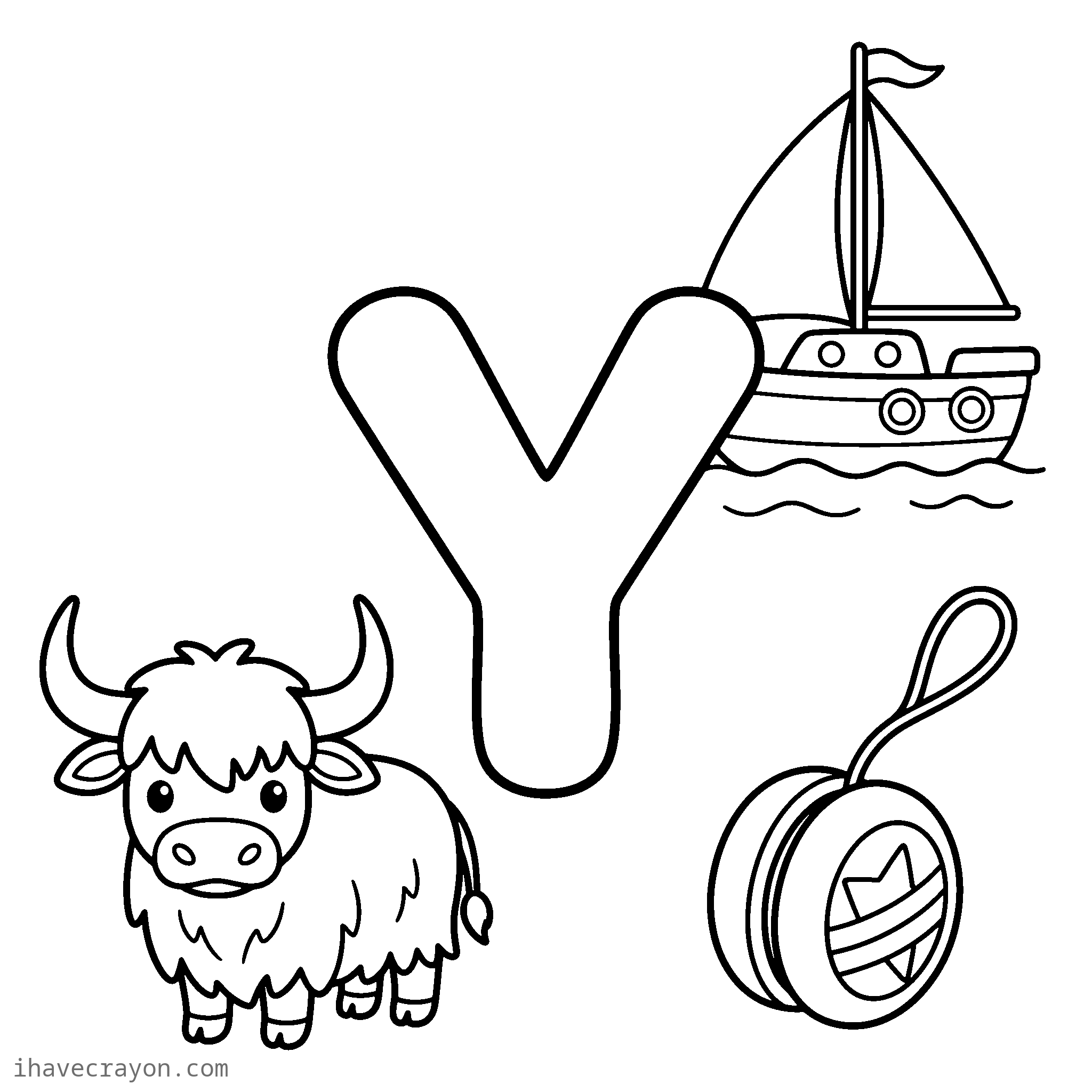Letter Y Coloring Pages, sheet 1