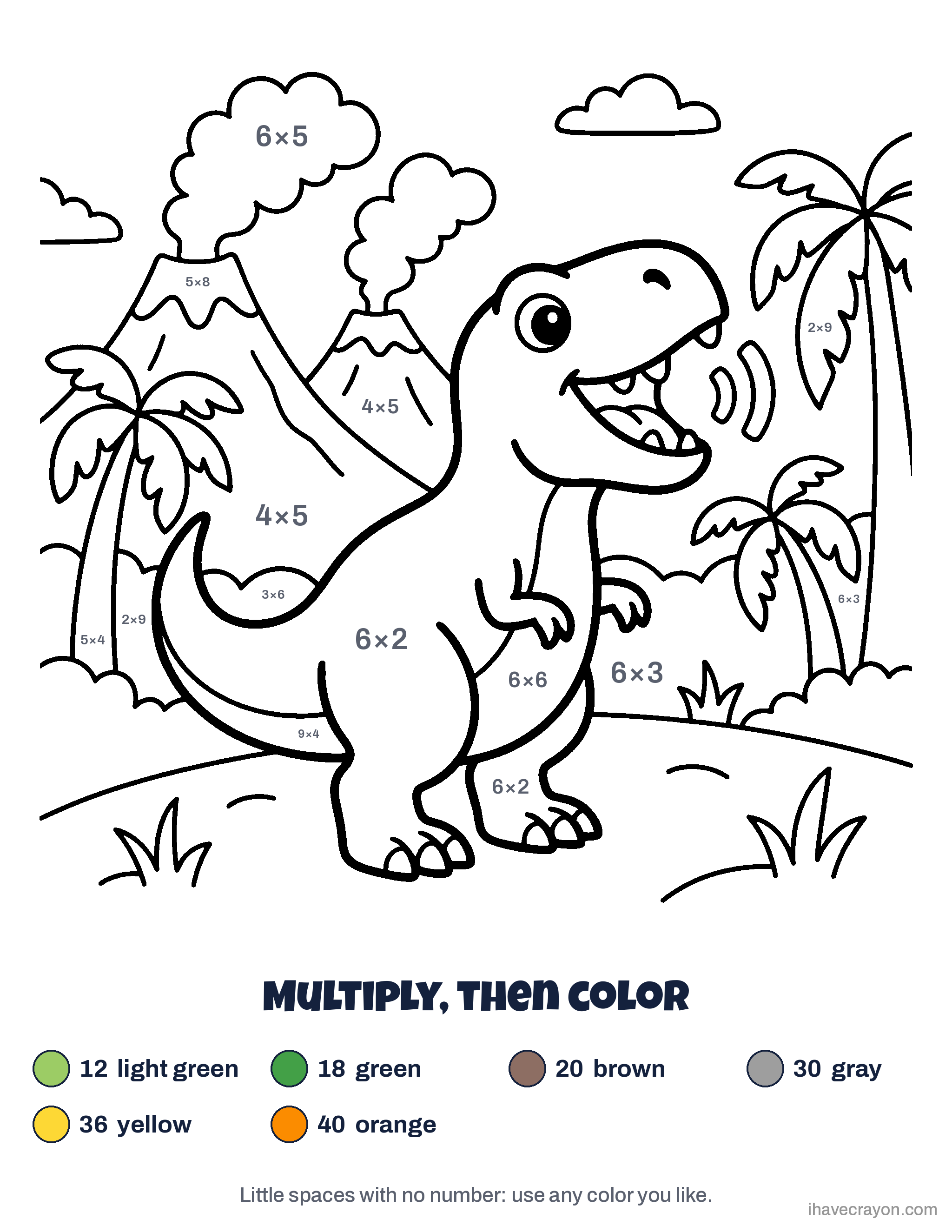 Multiplication Color by Number, sheet 1