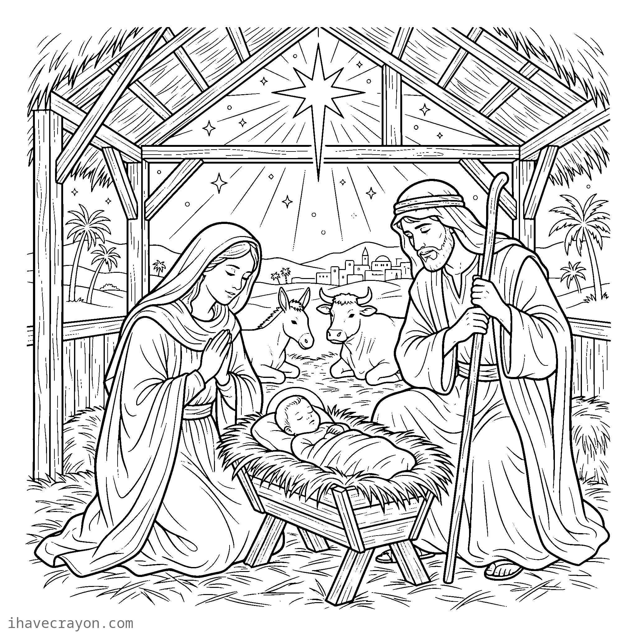 Nativity Coloring Pages, sheet 1