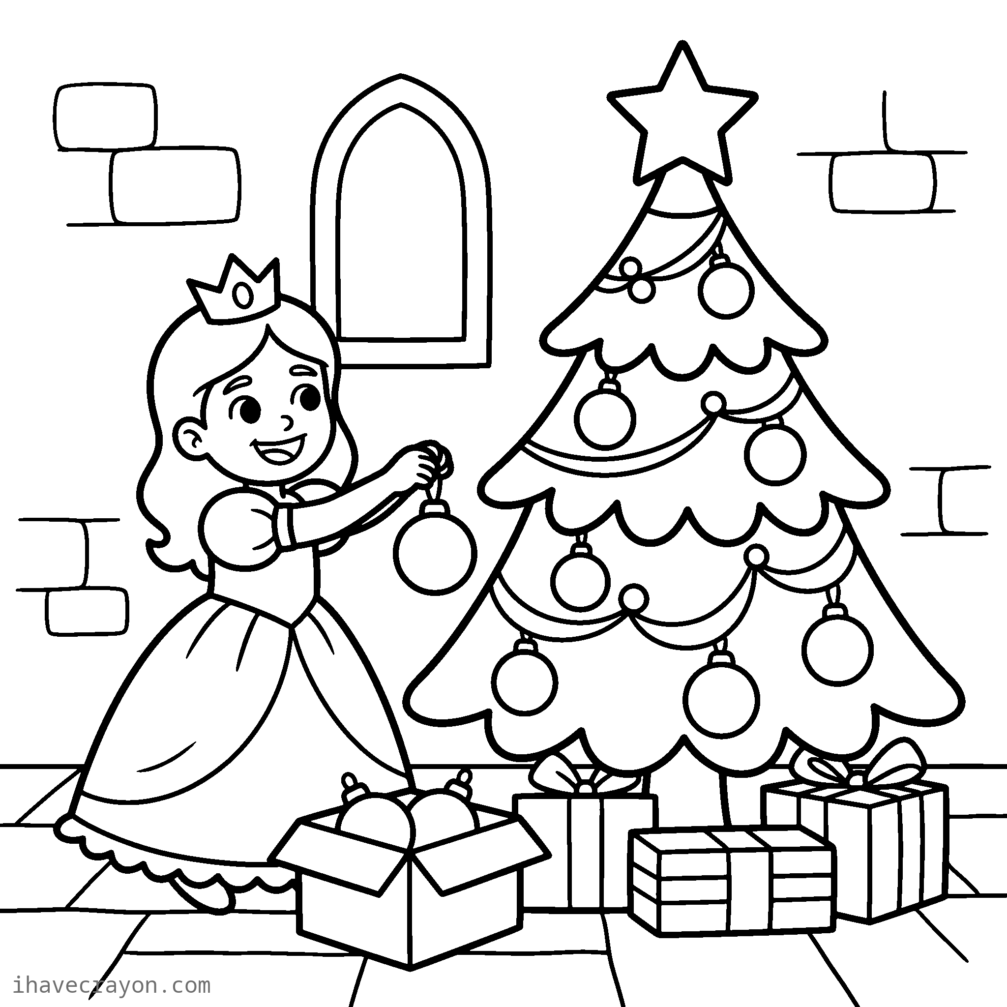 Princess Christmas Coloring Pages, sheet 1