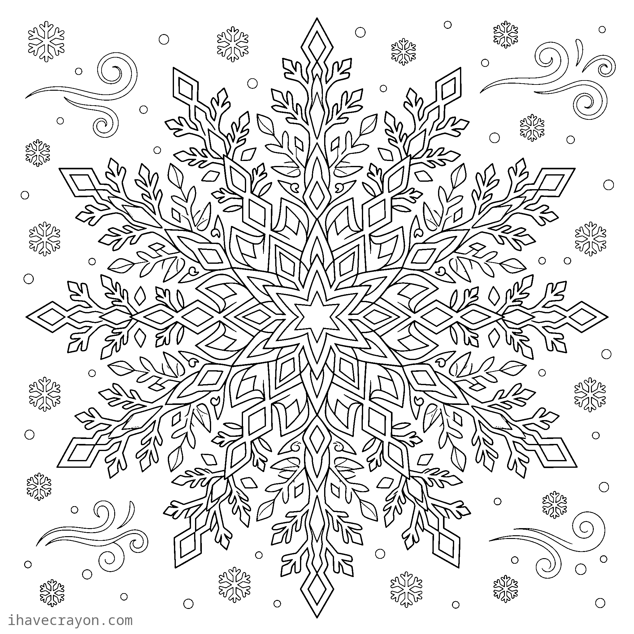 Snowflake Coloring Pages, sheet 1