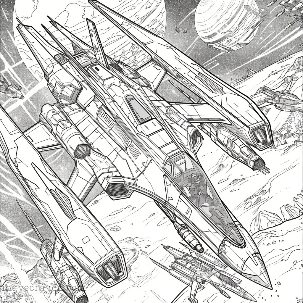 Spaceship Coloring Pages, sheet 1