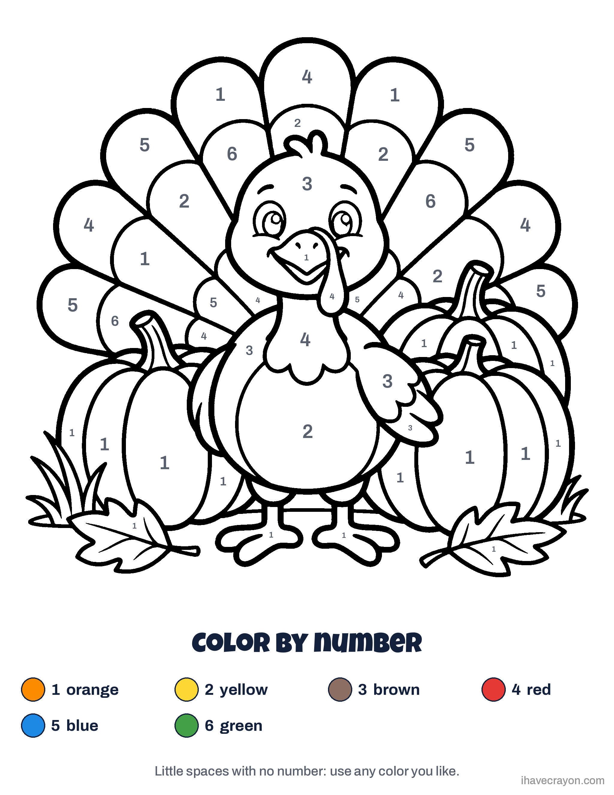 Thanksgiving Color by Number, sheet 1